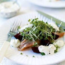 Smoked Trout with Horseradish, Beetroot and Cress