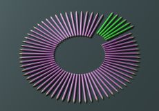 purple and green colored pencils lined up to make the shape of a circle