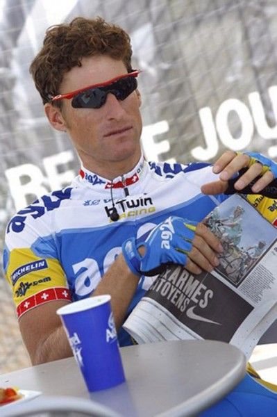 Former Swiss champ Martin Elmiger at the village depart