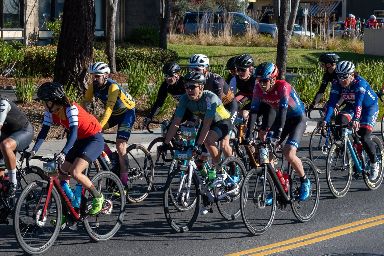 The riders start their race