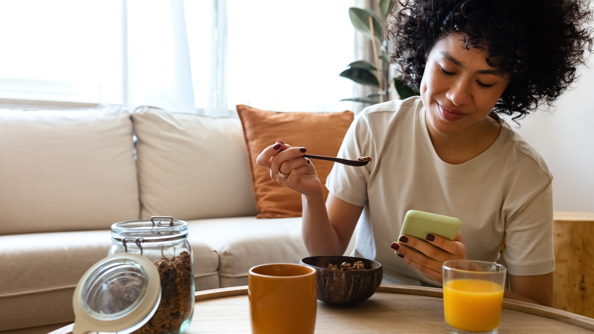 woman using phone