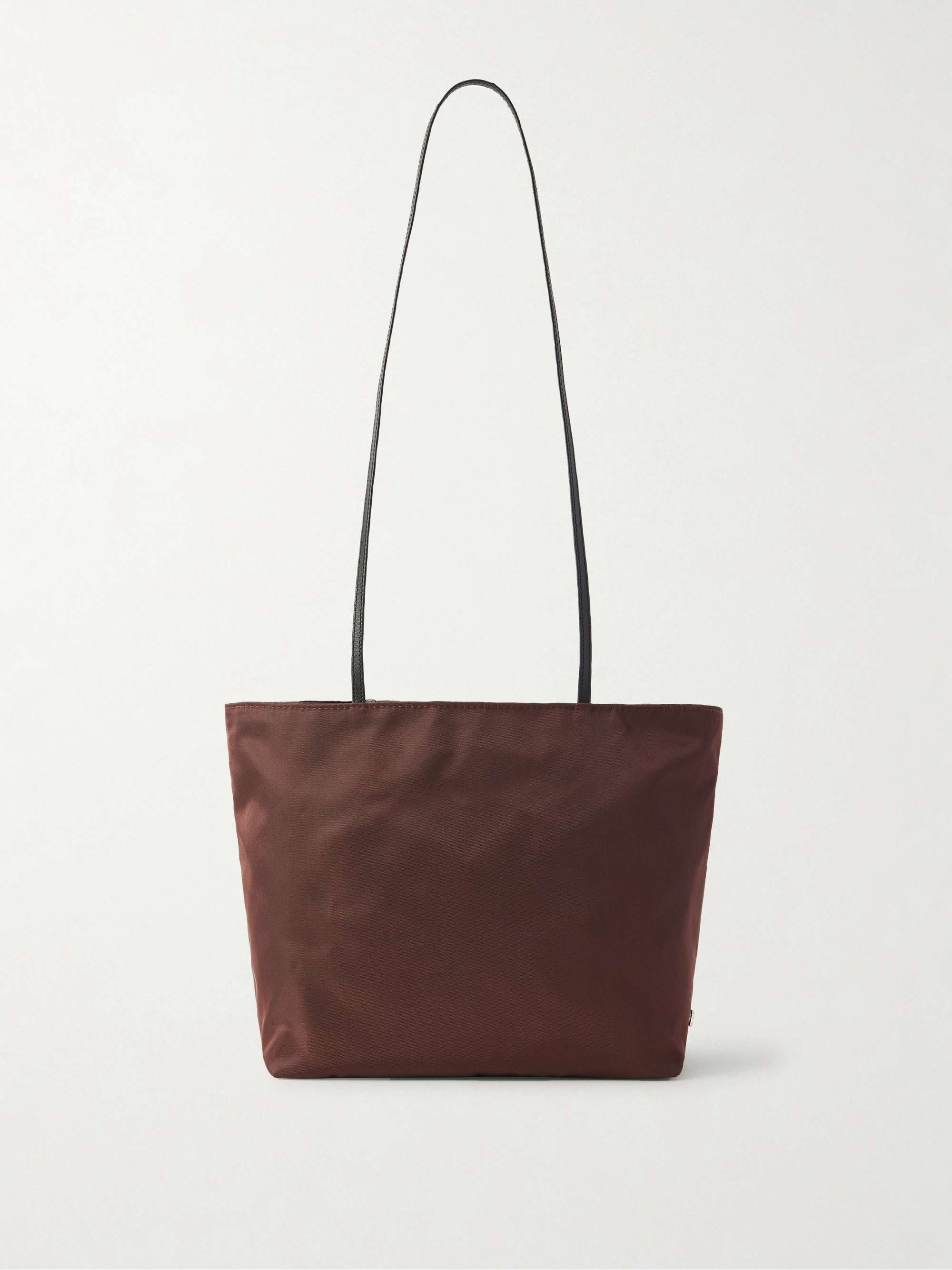 Spaghetti Leather-Trimmed Nylon-Satin Tote