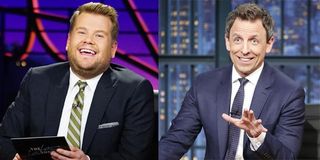 James Corden on The Late Late Show on CBS; Seth Meyers on Late Night on NBC