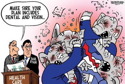 Political Cartoon U.S. Paul Ryan health care Republican GOP fighting
