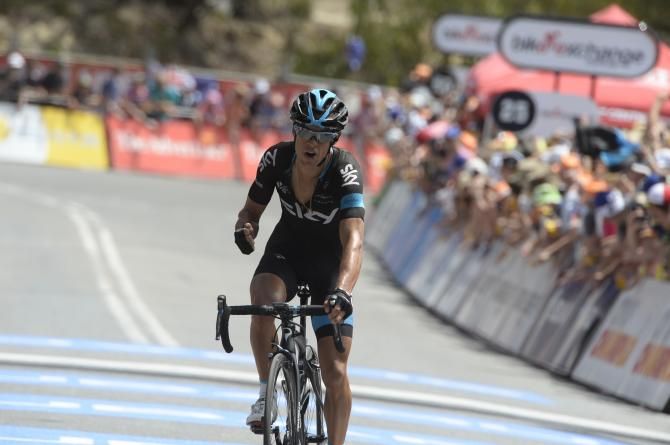 Richie Porte (Team Sky) wins on Willunga HIll