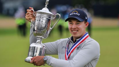 Matt Fitzpatrick with the trophy after his 2022 US Open win