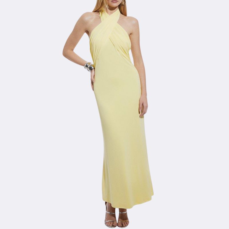 Karen Millen Drapey Crepe Jersey Maxi Dress on model 