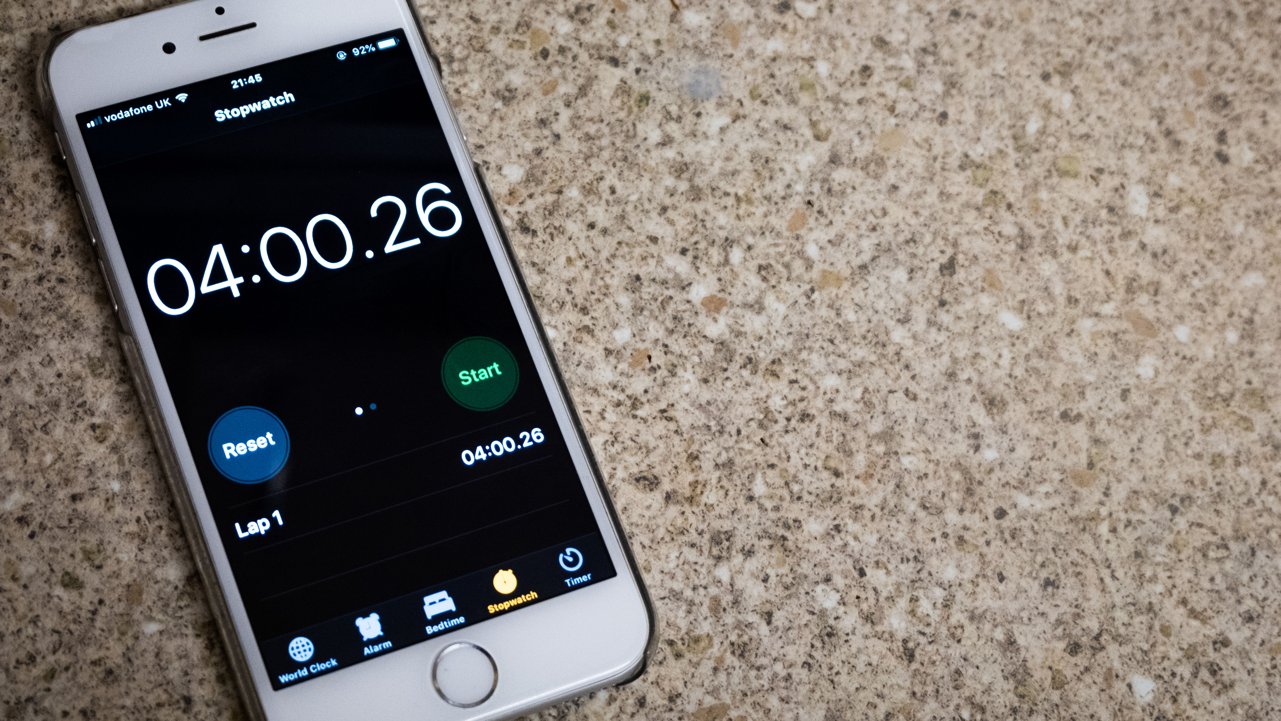 Stopwatch on an iPhone