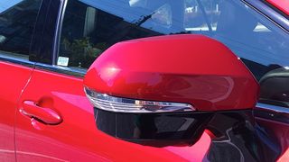 Rear view of the Toyota Mirai (2021) side mirror