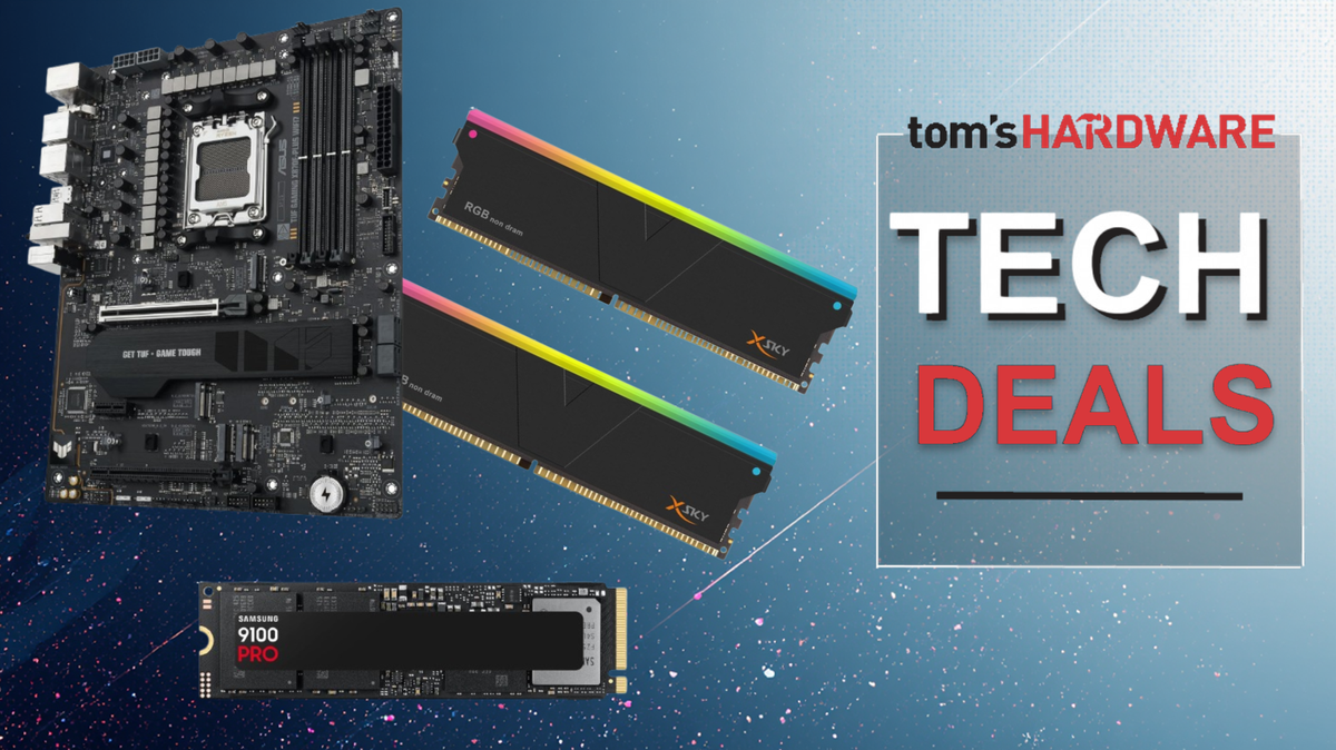 Save $447 on this 3-item combo from Newegg - just $1,082 buys a speedy, huge 4TB Samsung 9100 Pro SSD, 32GB DDR5 RAM, and an Asus TUF Gaming X870E-Plus motherboard during Prime Day sales