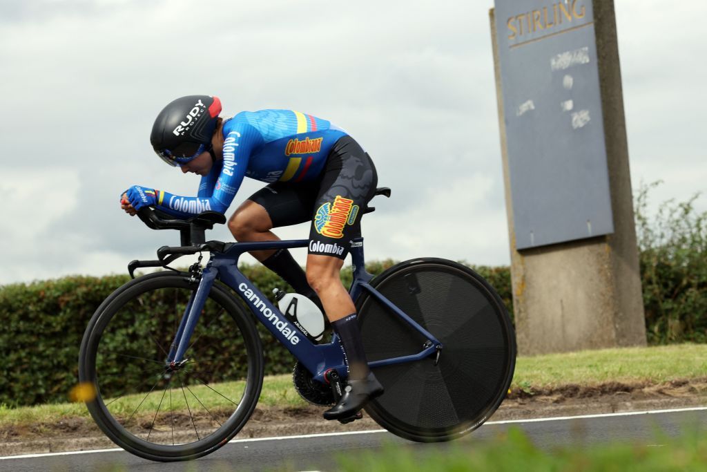 Colombias Diana Carolina Penuela Martinez takes part in the womens Individual Time Trial in Stirling during the UCI Cycling World Championships in Scotland on August 10 2023 Photo by Adrian DENNIS AFP Photo by ADRIAN DENNISAFP via Getty Images