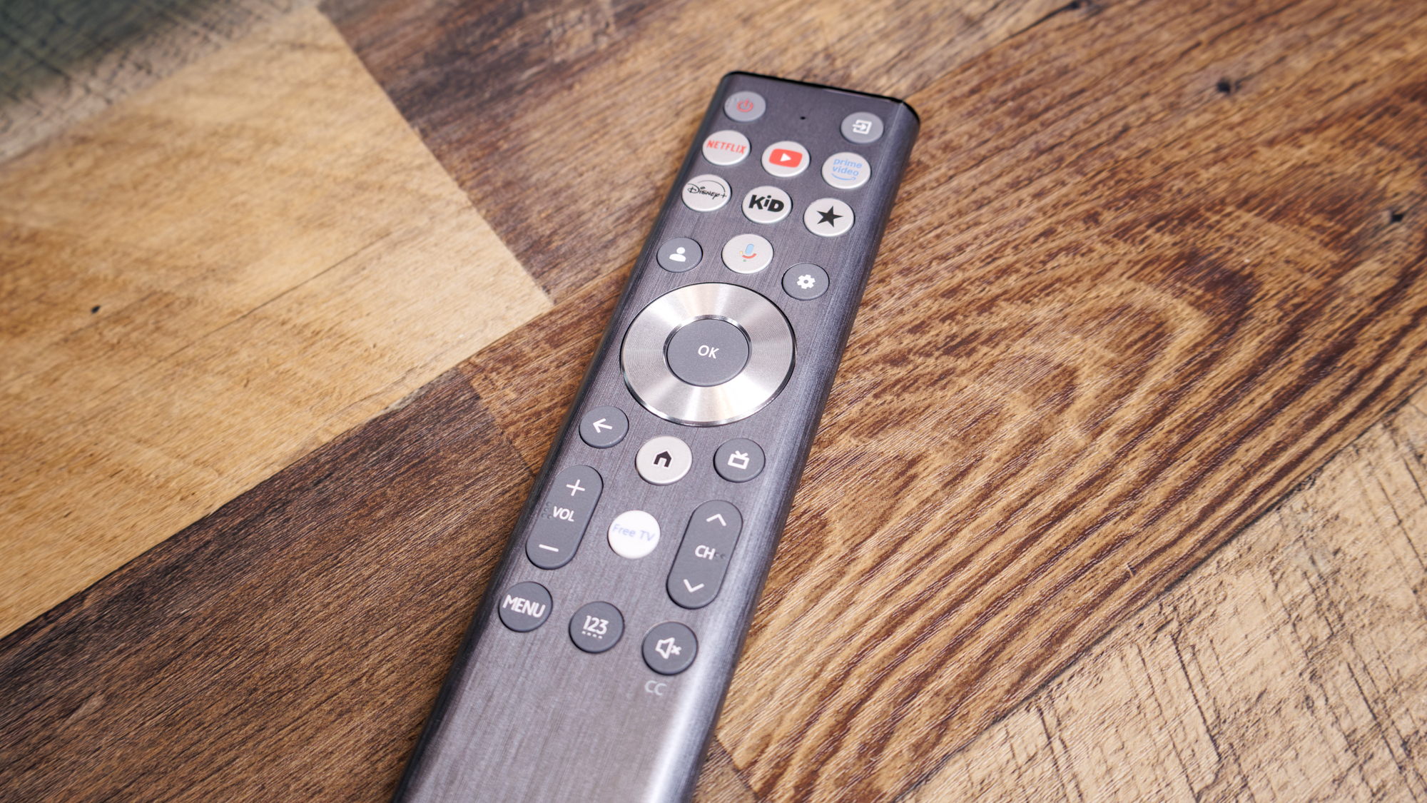 The remote for a Hisense U7SG ULED Mini-LED Google TV
