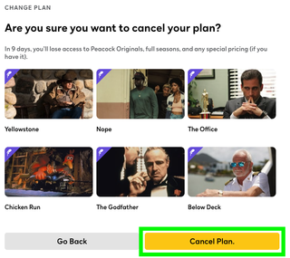 how to cancel a peacock subscription step 7: select Cancel Plan