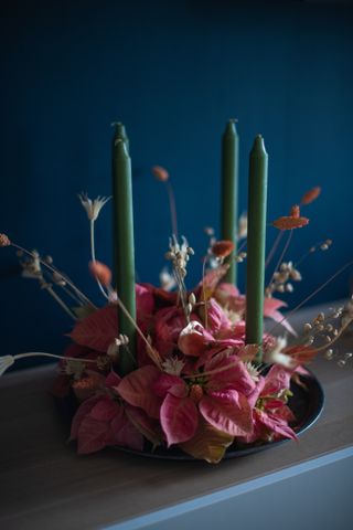 Christmas centrepiece with poinsettia