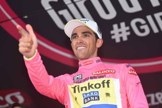 It was a tough day for Alberto Contador but he kept his maglia rosa