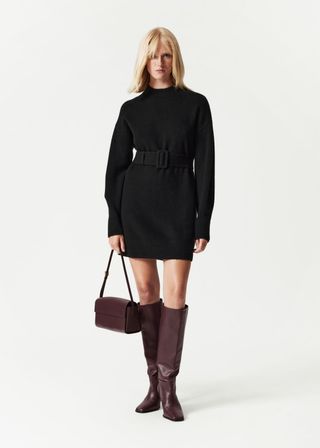 Belted Mini Knit Dress