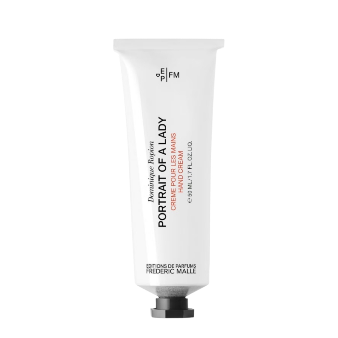 A product shot of the Frederic Malle Portrait of A Lady hand cream, on a white background