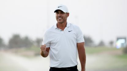 Brooks Koepka of Smash GC celebrates winning on the 18th green, the third playoff hole, during day three of the LIV Golf Invitational - Jeddah at Royal Greens Golf & Country Club on October 16, 2022 in King Abdullah Economic City, Saudi Arabia.