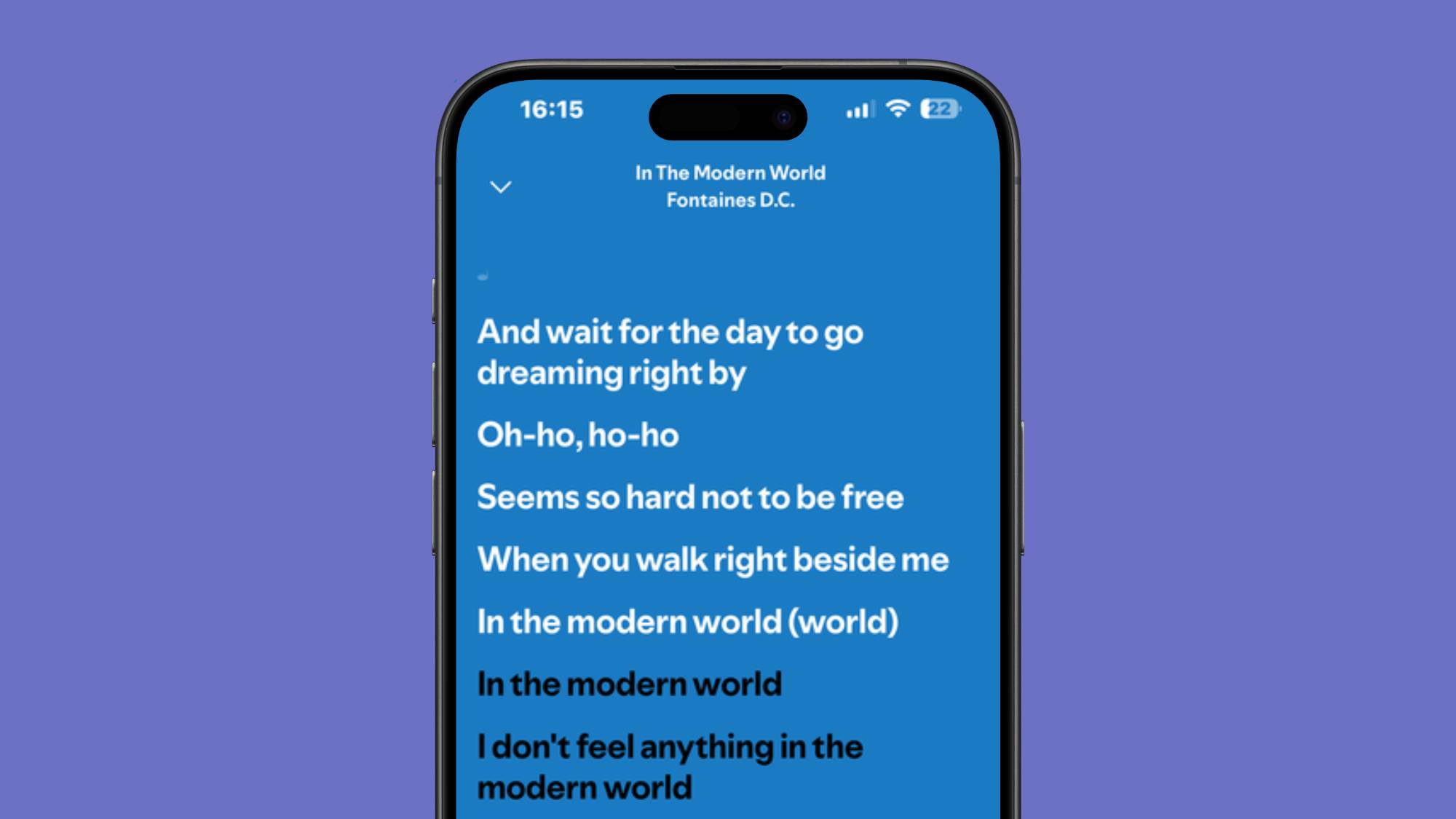 A screenshot of lyrics to a song in spotify