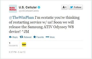 U.S. Cellular Samsung Odyssey Tweet