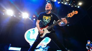 Mark Hoppus of Blink-182 performs during the second and final day of Warped Tour on June 30, 2019 in Atlantic City, New Jersey. 