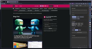 Bing Chat in the Edge Sidebar alongside the Windows Central website