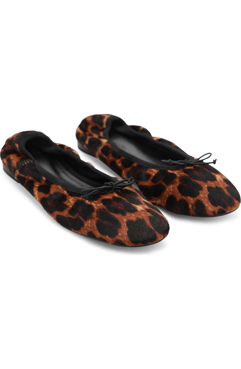 Leopard Print Genuine Calf Hair Ballerina Flat