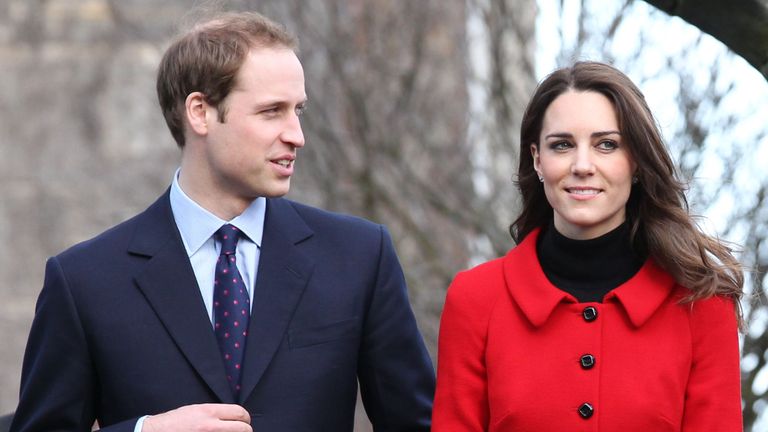 Prince William (L) and his fiancee Kate