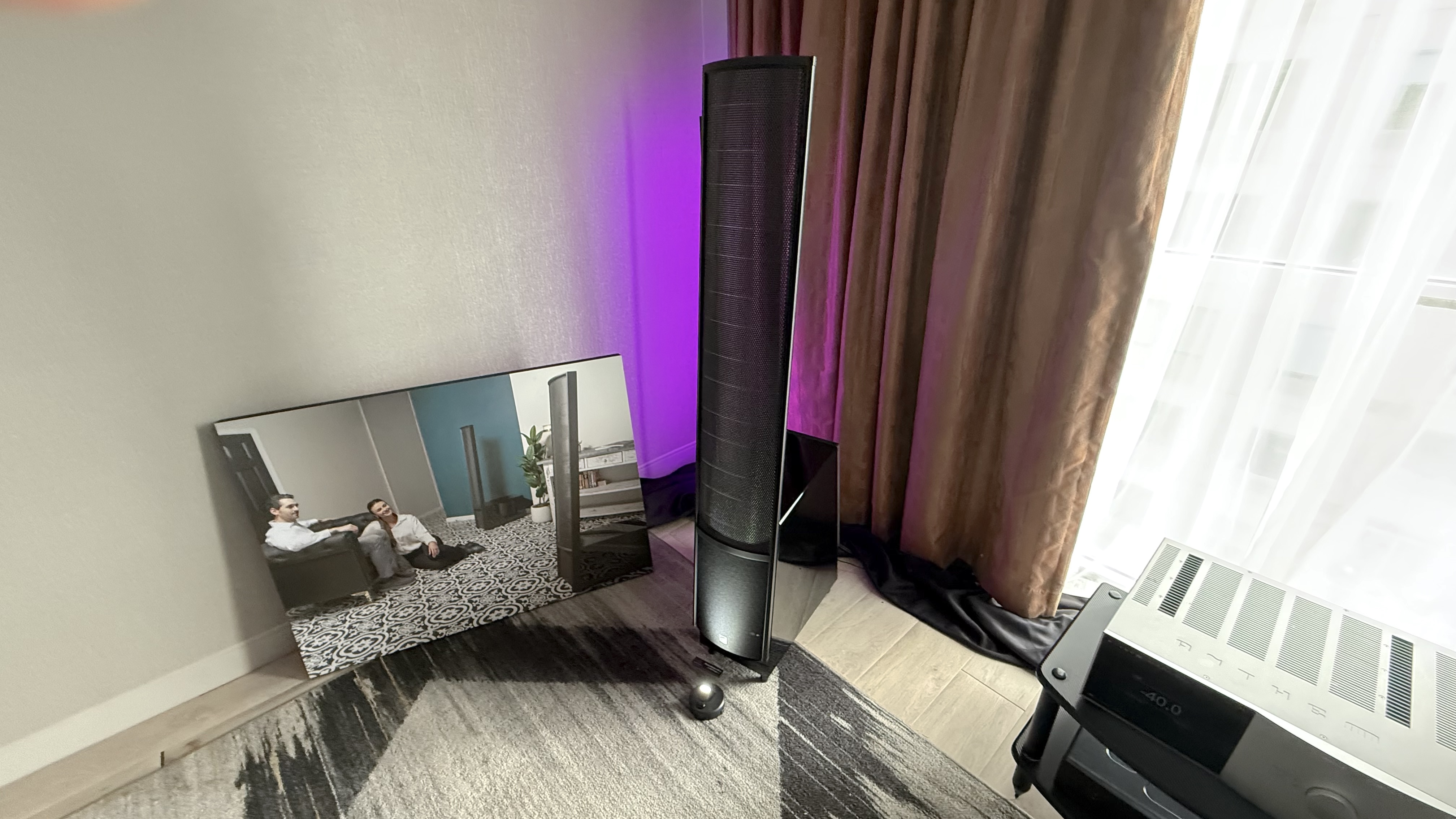 The Martin Logan ElectroMotion ESL X left speaker in close-up