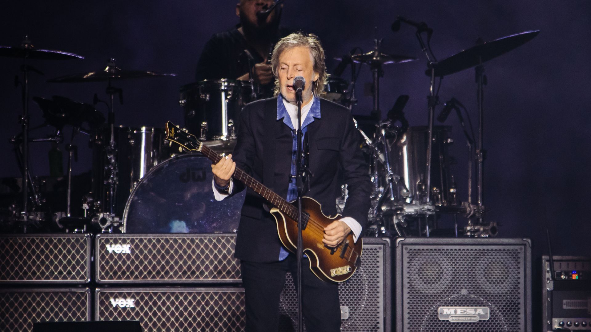 Sir Paul McCartney performs during a concert at Estadio BBVA on November 8, 2024 in Monterrey, Mexico