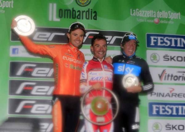 Sanchez, Rodriguez and Uran on the podium