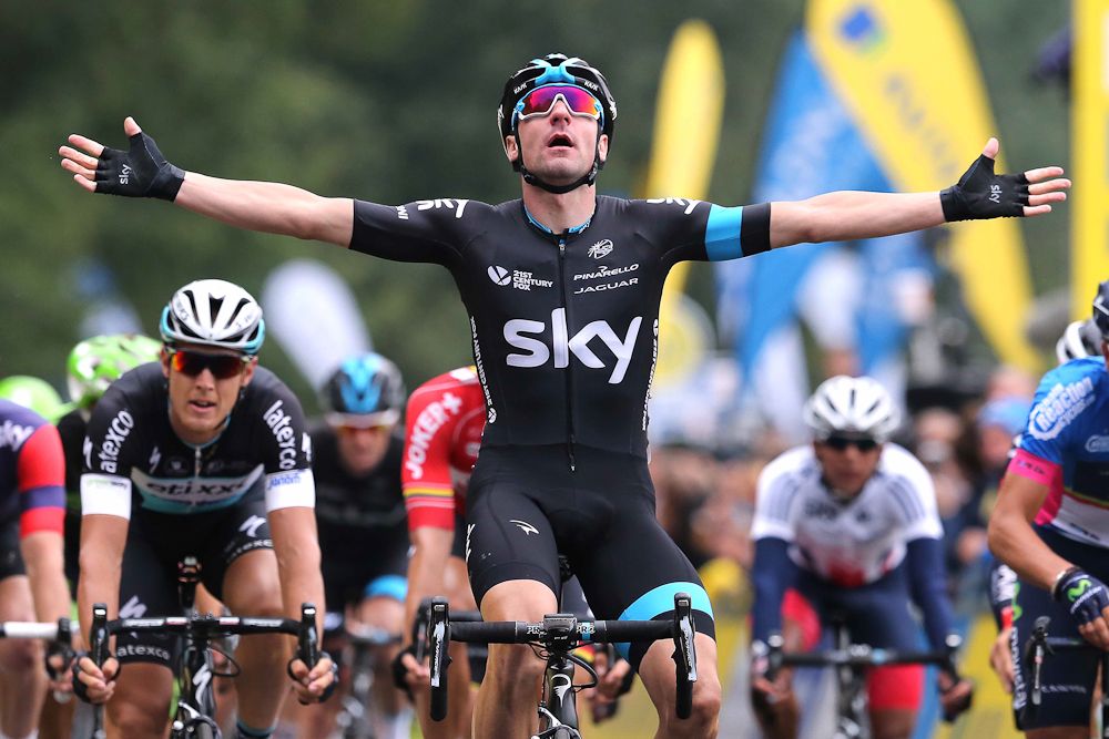 Elia Viviani (Team Sky) wins stage 3 at the 2015 Tour of Britain.