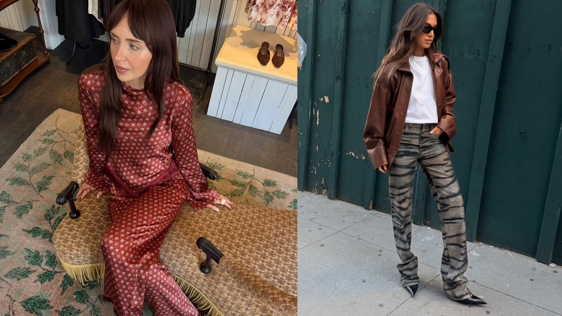 Collage of women wearing cool fall pants in 2026.