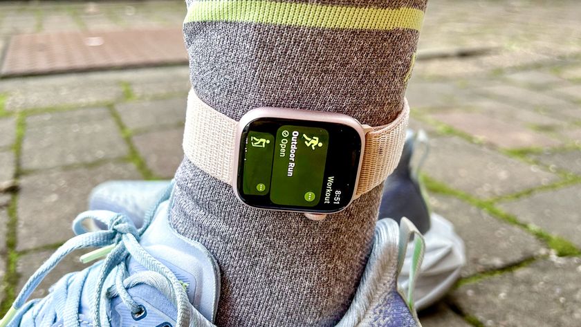 A photo of the Apple Watch 9 worn on the ankle