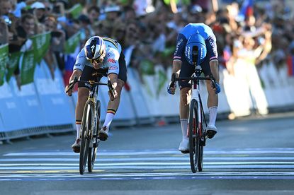 Remco Evenepoel (Belgium) wins the elite men's race at the 2026 UEC Road Cycling European Championships in Sencur, Slovenia. (Photo by Szymon Gruchalski/Getty Images)