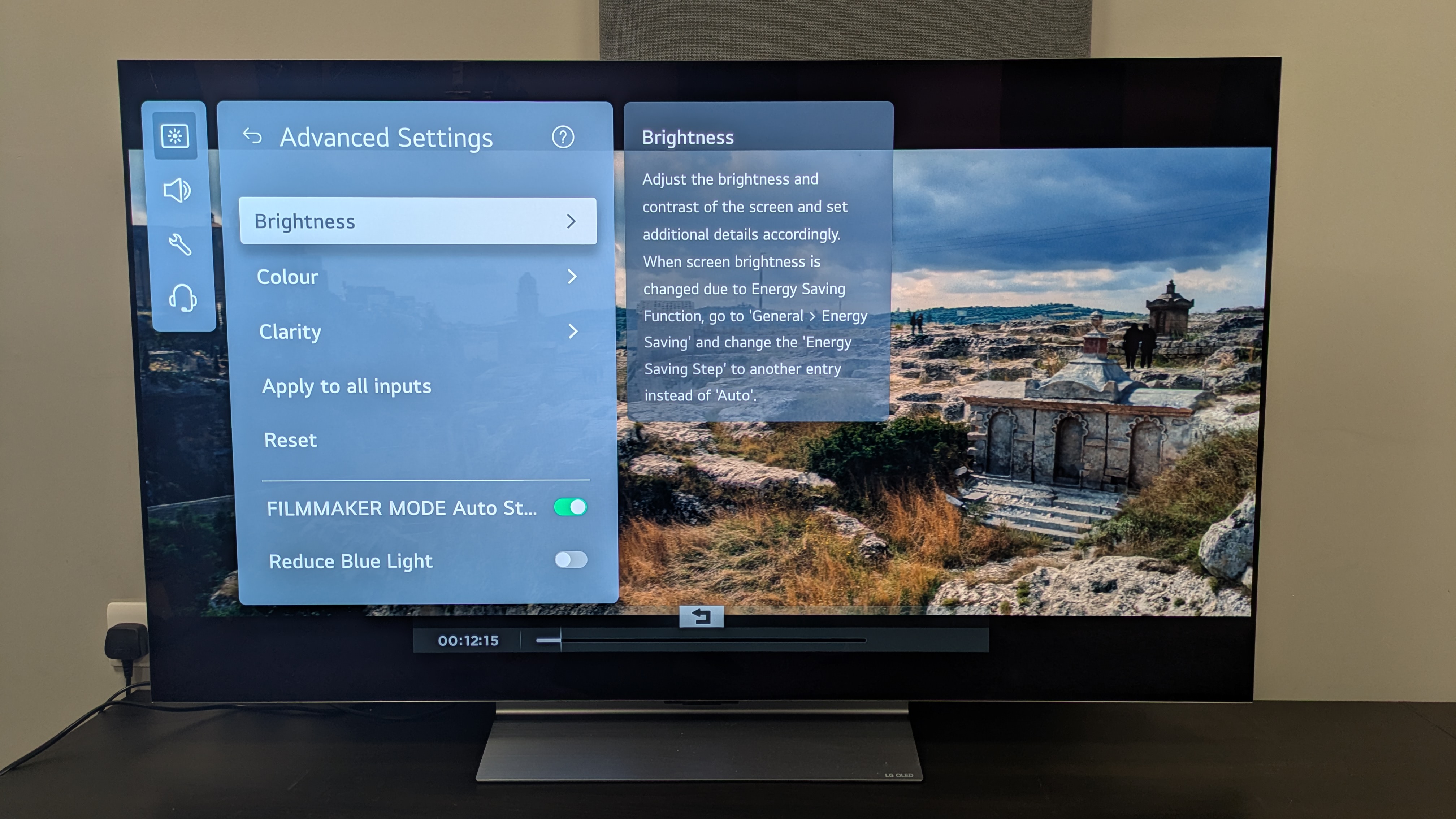 LG C5 with advanced picture settings on screen 
