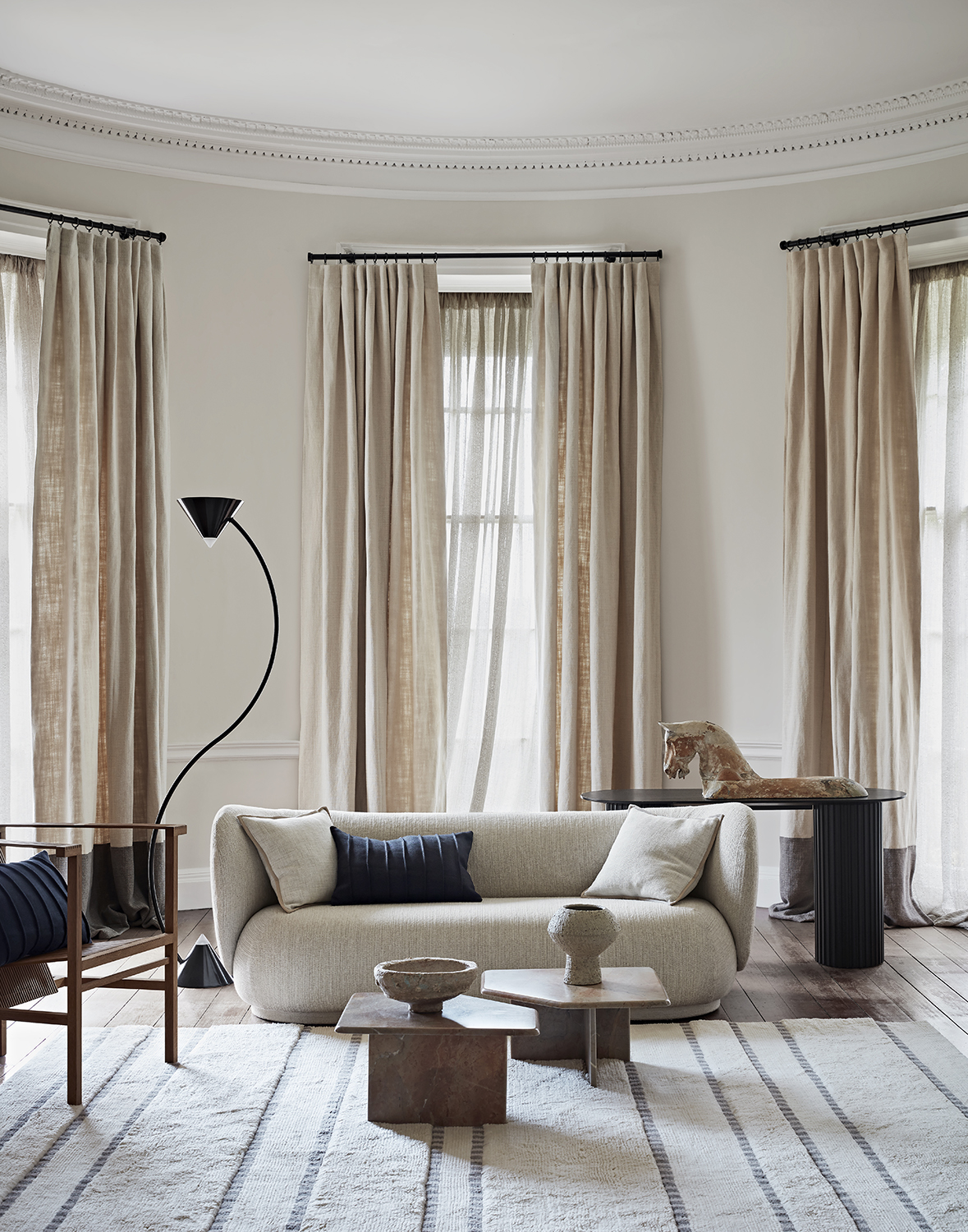 Beige white, cream and black living room