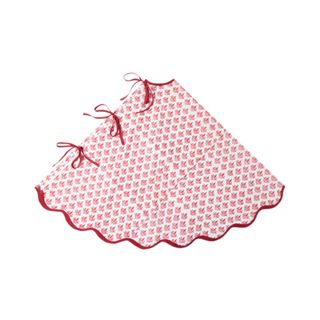 Red Flower Scalloped Tree Skirt