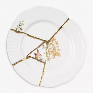 Seletti Kintsugi N2 porcelain and 24ct gold fruit plate 21cm