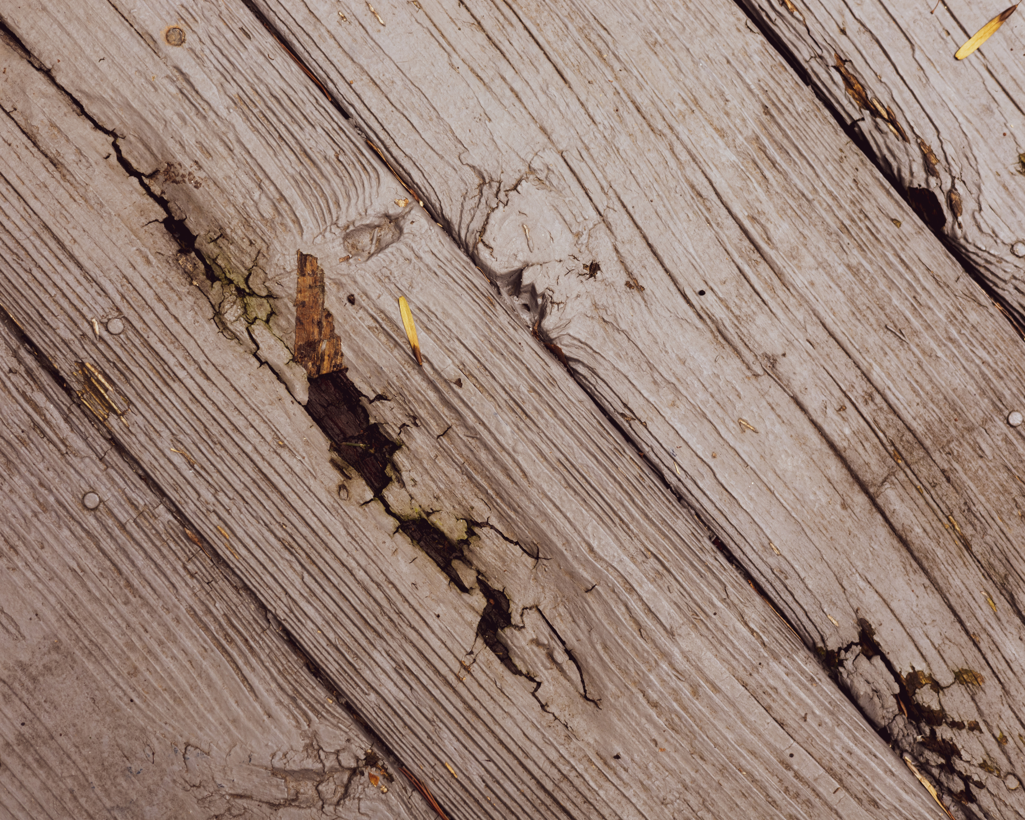 Old deck boards with holes