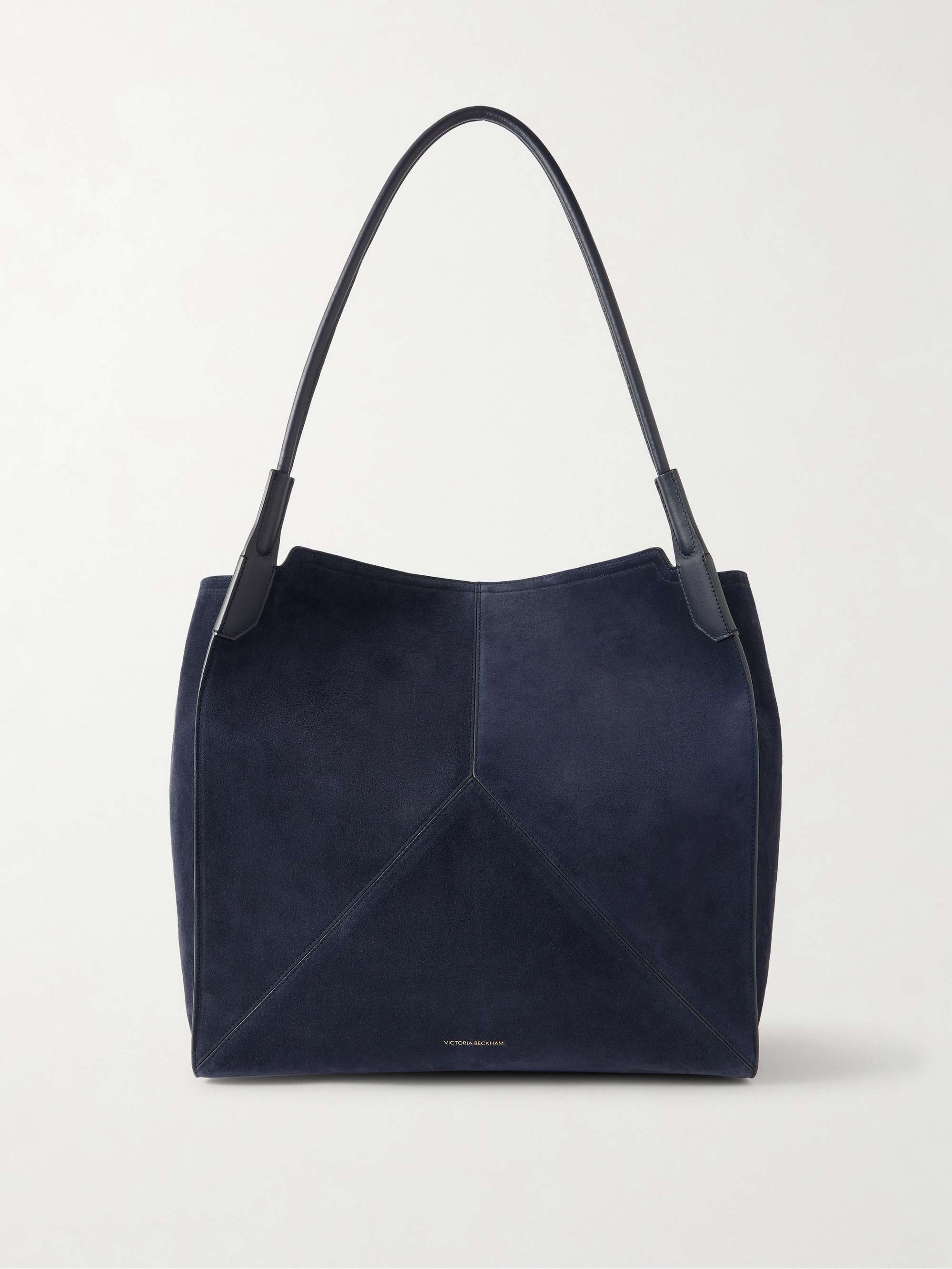 The Victoria Soft Leather-Trimmed Paneled Suede Tote