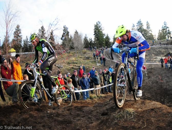 Adam Craig (Rabobank Giant) riding a difficult line on the climb