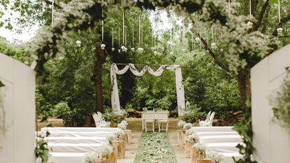 A wedding ceremony set up