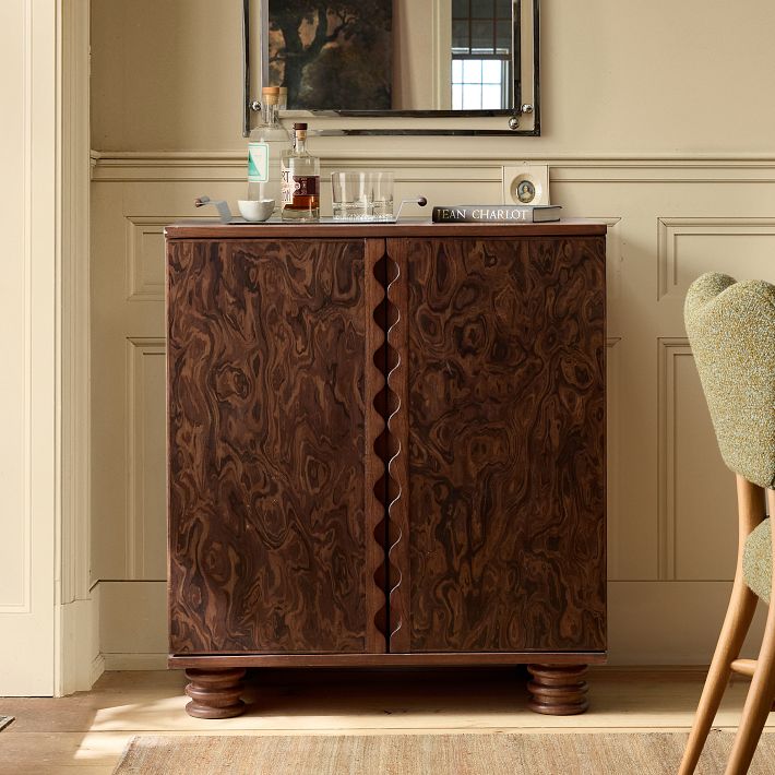 Pierce &amp;amp; Ward Wave Burl&amp;nbsp;bar Cabinet (32")