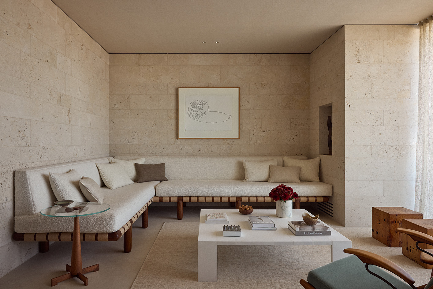 views of neutral colours and minimalist interior in belgian penthouse