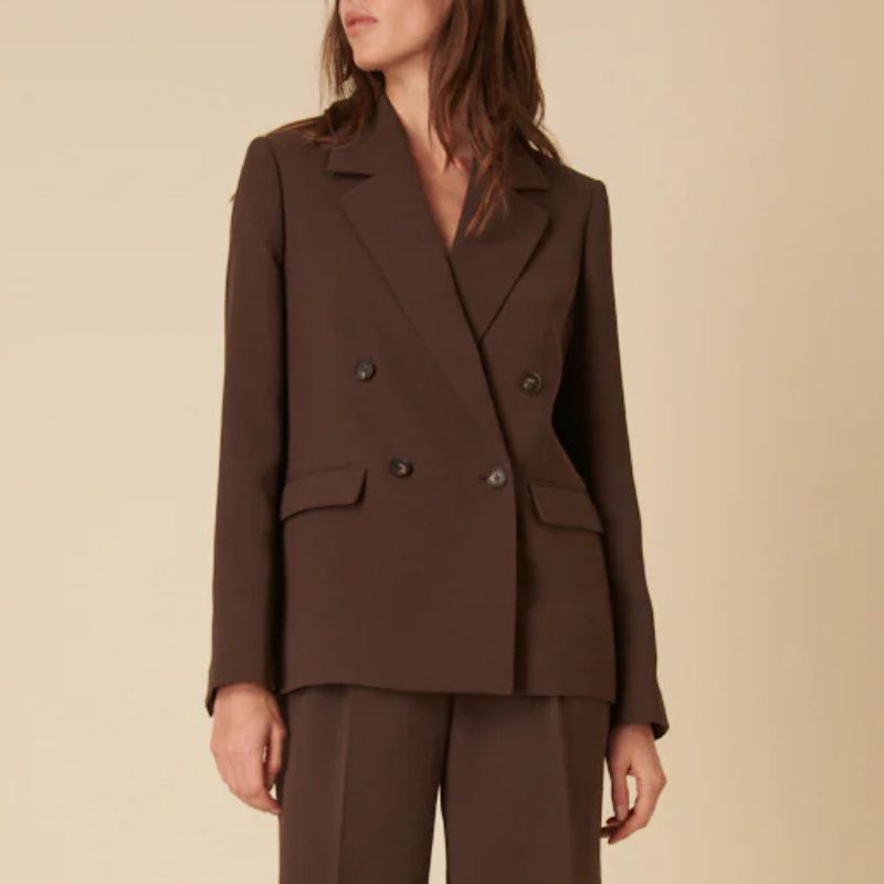 Nobody&#039;s Child , Chocolate Brown Double Breasted Relaxed Blazer
