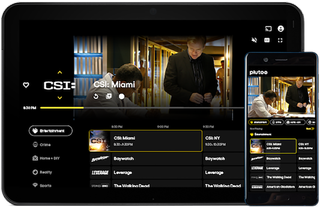 Pluto TV on a tablet and smartphone