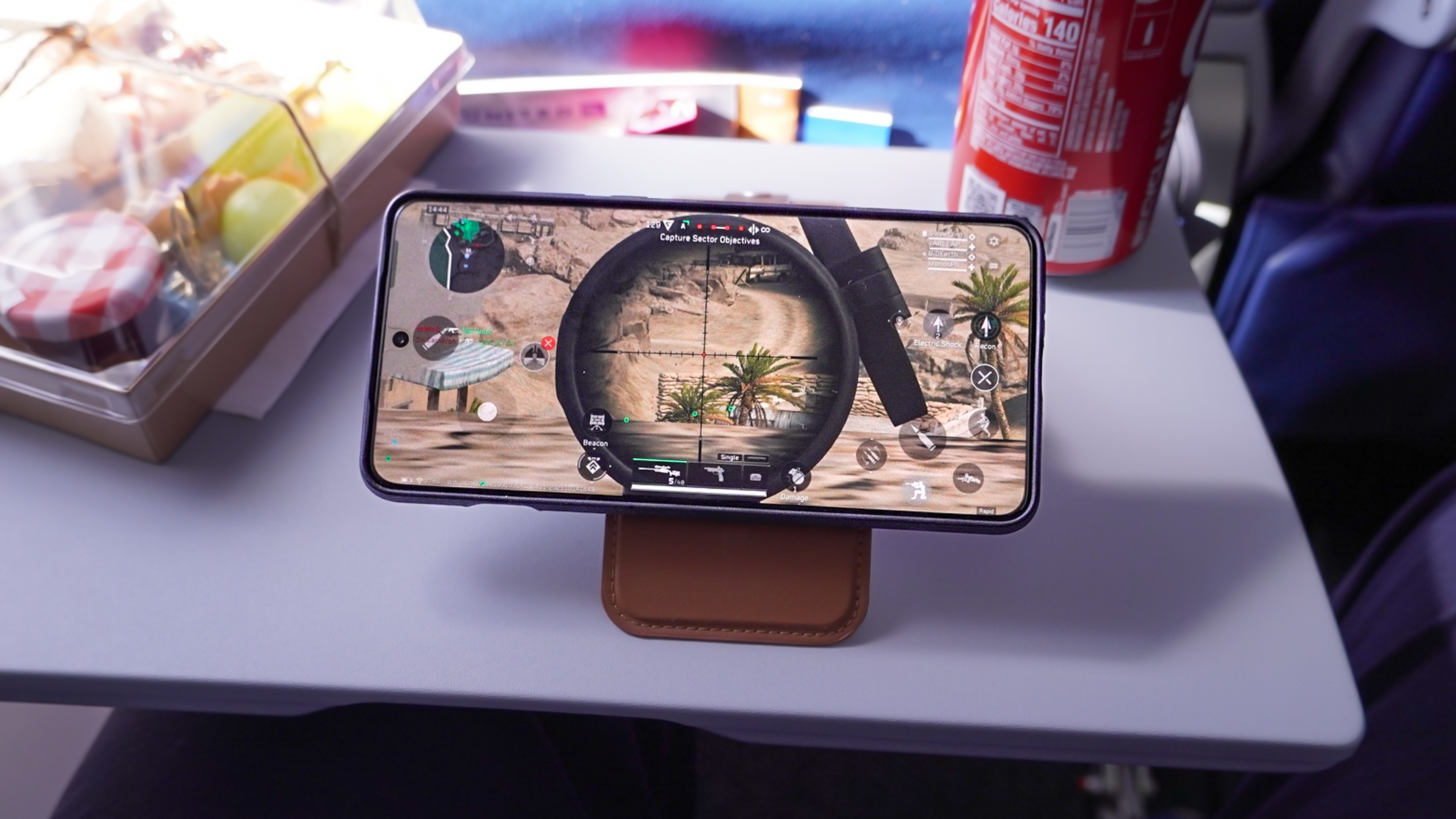 gaming on a device using Starlink wi-fi during a flight