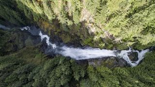 Aerial viw of Wallace Falls in Washington