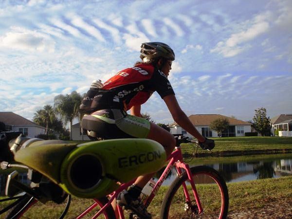 Namrita O'Dea pedals in some warmer weather farther south.